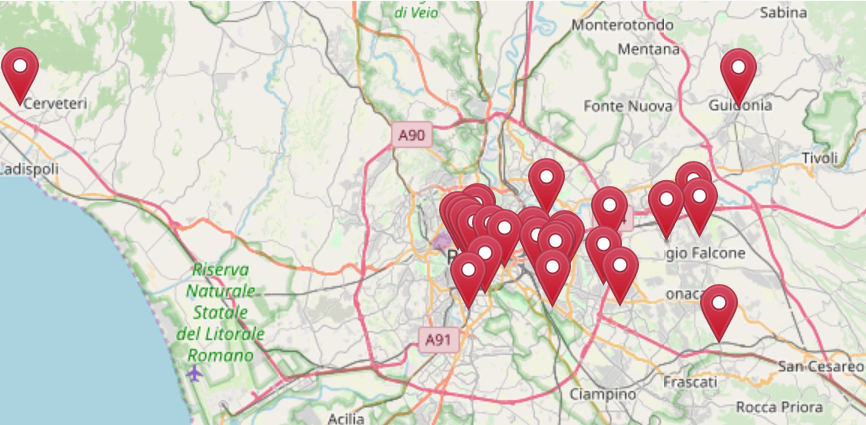 Mappa di roma con spesa a domicilio